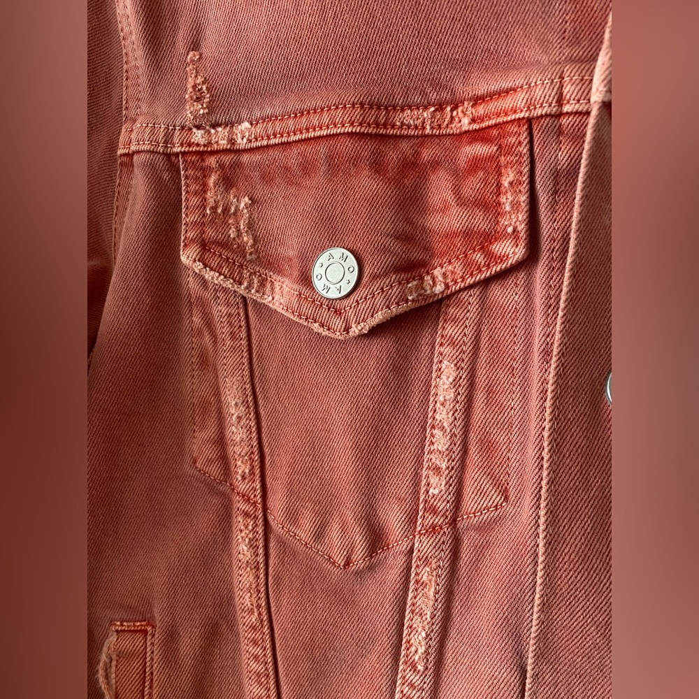 NWOT Womens Amo Pop Canyon Rose Snap Button Distressed Denim Jacket size L - Picture 9 of 16